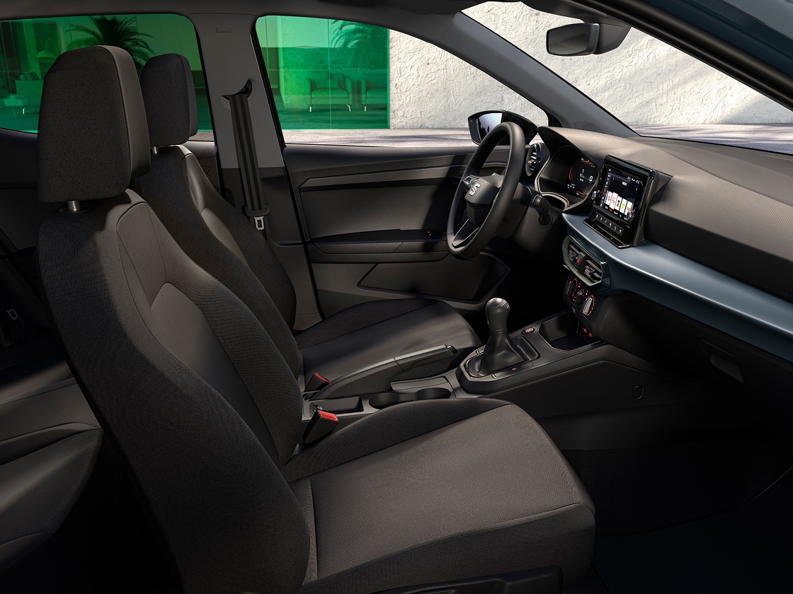 SEAT Arona interior details, including the cloth comfort seats for arona in acero tone